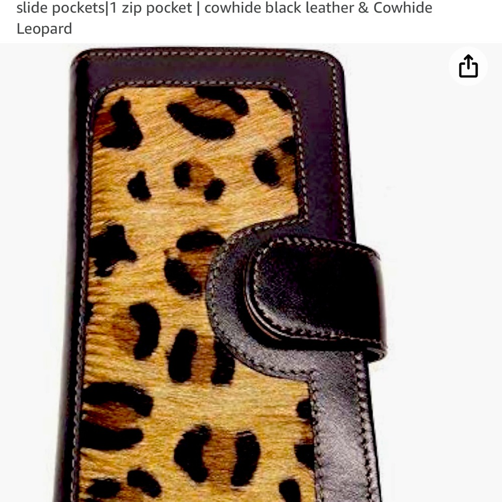 Black Leopard cow hide wallet